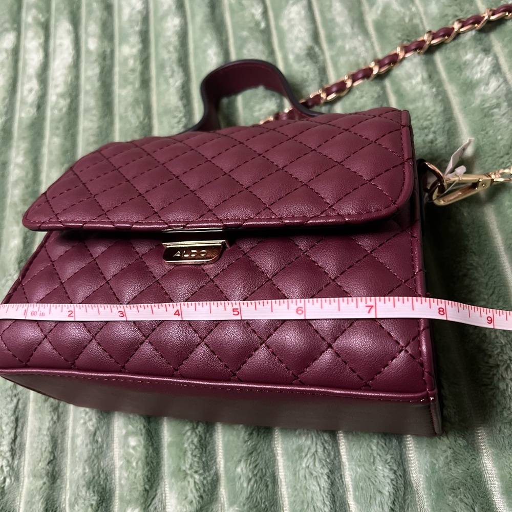 Aldo Quilted Burgundy Crossbody Bag - Picture 5 of 6